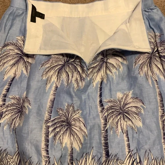 4 J Crew 100% Linen Tropical Palm Trees skirt. - Picture 4 of 7
